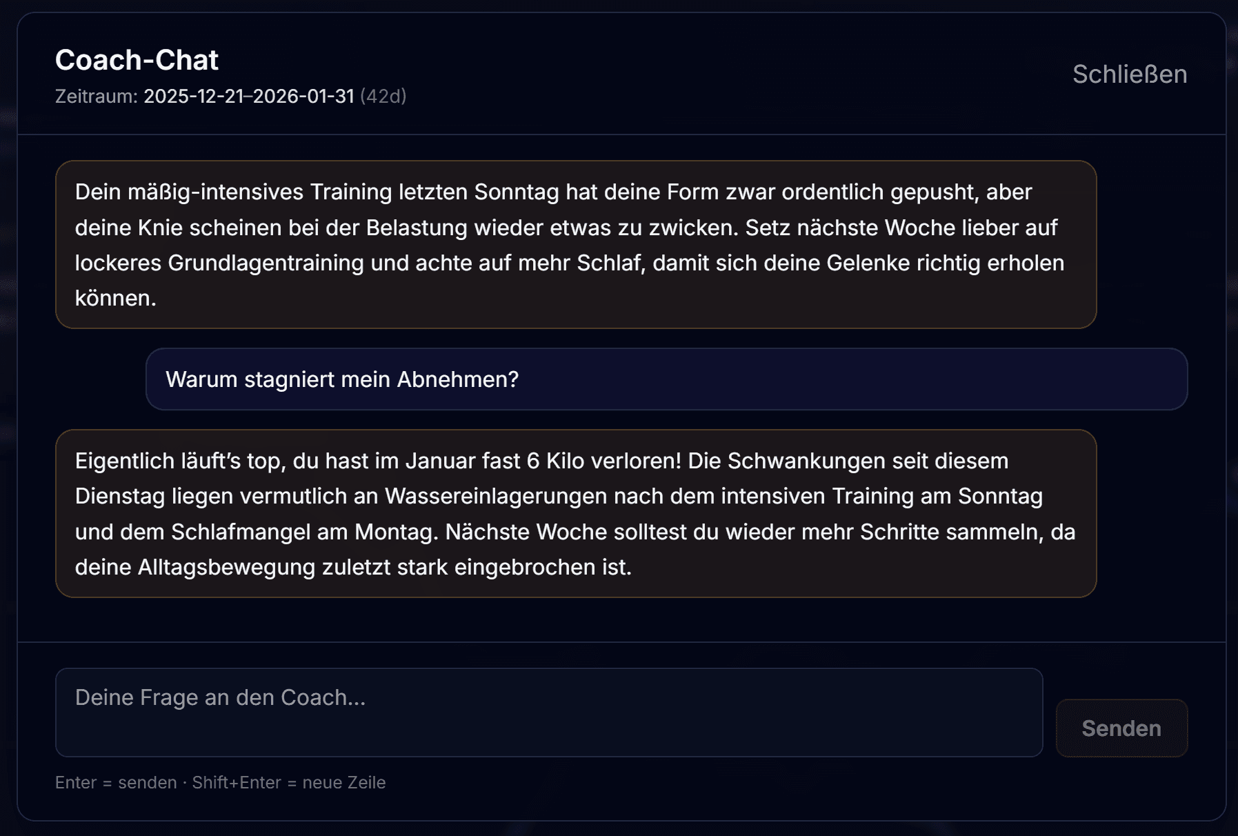 Coach-Chat mit personalisierter Rückmeldung